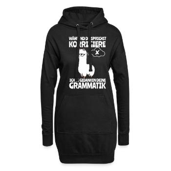 Während du sprichst korrigiere ich deine Grammatik - Hoodie-Kleid - Schwarz - Vorne