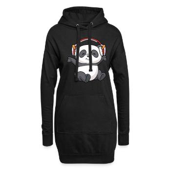 DJ Panda Kopfhörer Pandabär Bär - Hoodie-Kleid - Schwarz - Vorne