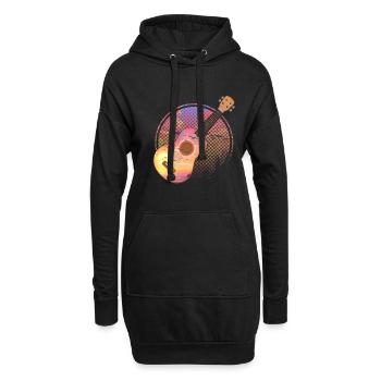 Ukulélé Vintage Sunset Musician Nature Hawaii - Sweat-shirt à capuche long Femme - noir - Devant