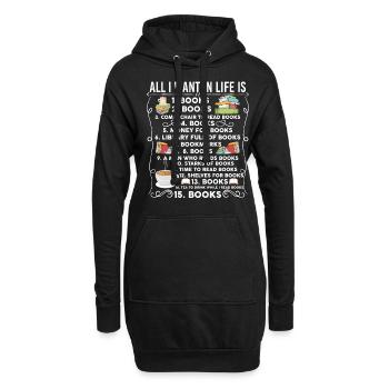 Tout ce que je veux dans la vie, ce sont des livres T-shirt - Sweat-shirt à capuche long Femme - noir - Devant