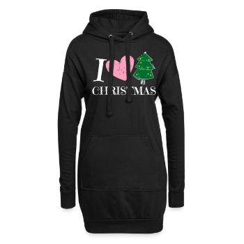 I Love Christmas - Xmas X-Mas Geschenkidee Herz - Hoodie-Kleid - Schwarz - Vorne