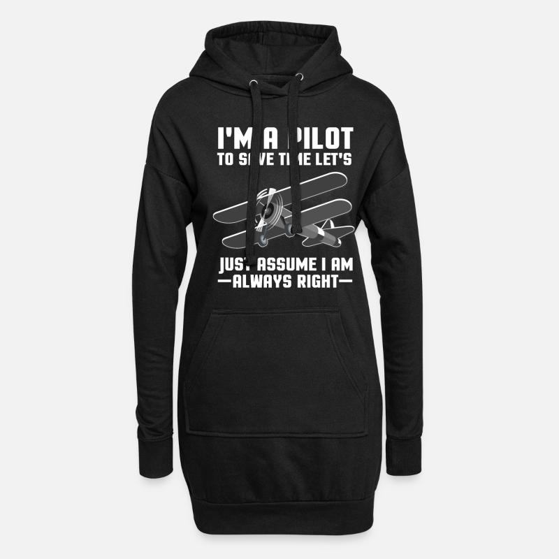 Pilot - Hoodie-Kleid - Schwarz