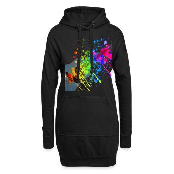 Guitare - taches de peinture - Sweat-shirt à capuche long Femme - noir - Devant