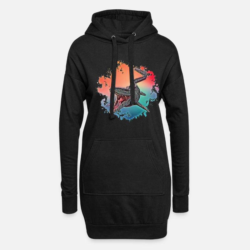 Mosasaurus - Hoodie-Kleid - Schwarz