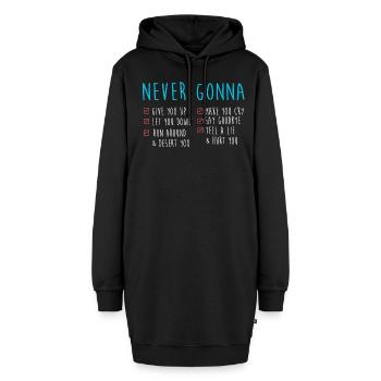 Never Gonna Give You Up 80ger Jahre Musik Lyrik - Hoodie-Kleid - Schwarz - Vorne