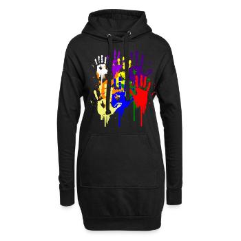 Paint Hand Blob Colorful Painter Gift Imprint Cool - Hoodie Dress - black - Front