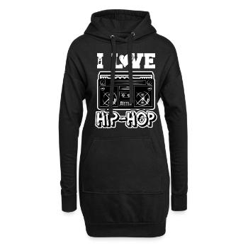J'aime le hip hop - Sweat-shirt à capuche long Femme - noir - Devant
