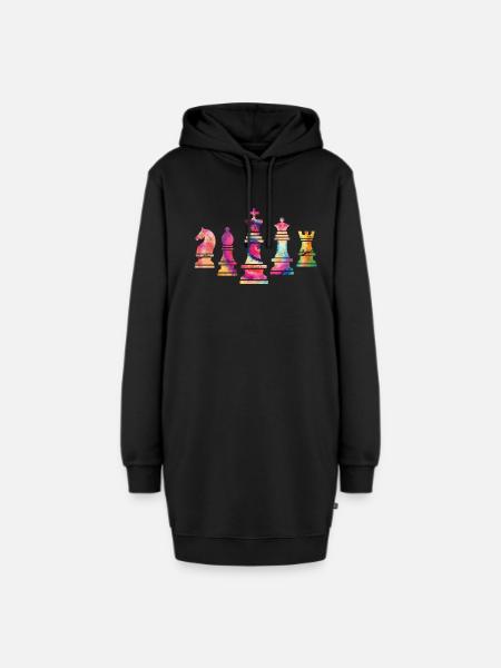 Schach Schachturnier - Hoodie-Kleid - Schwarz