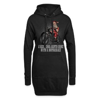 Weihnachtsmann Biker Weihnachten Motorrad Geschenk - Hoodie-Kleid - Schwarz - Vorne