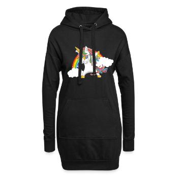 dabbing unicorn einhorn regenbogen - Hoodie-Kleid - Schwarz - Vorne