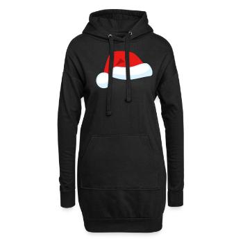 Chapeau de père Noël, Noël - Sweat-shirt à capuche long Femme - noir - Devant
