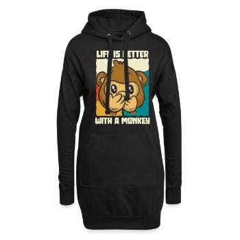 La vie est meilleure avec un singe - Sweat-shirt à capuche long Femme - noir - Devant