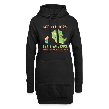 Grammaire anglaise ponctuation humour Trex Dino - Sweat-shirt à capuche long Femme - noir - Devant