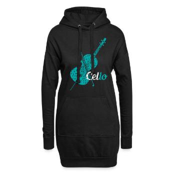 Violon violoncelle - Sweat-shirt à capuche long Femme - noir - Devant