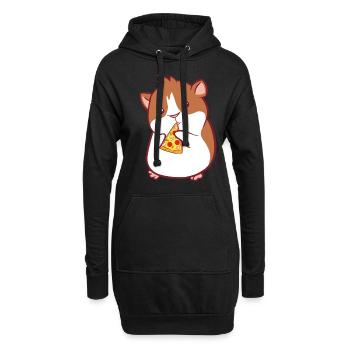 Guinea pig and hamster with pizza fast food - Hoodie Dress - black - Front