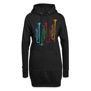 Instrument rétro trompette - Sweat-shirt à capuche long Femme - noir - Devant