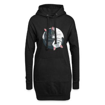 Doux Yin Yang chat chat spirituel chat animal de compagnie - Sweat-shirt à capuche long Femme - noir - Devant