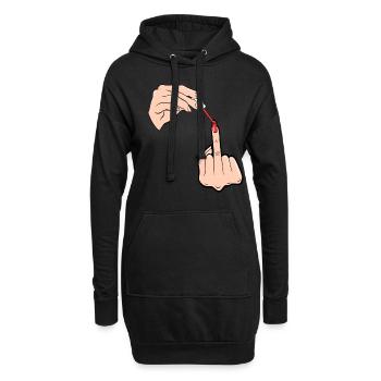 Lustiges Mittelfinger Stinkefinger T-Shirt - Hoodie-Kleid - Schwarz - Vorne