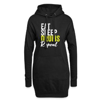 Eat sleep drums repeat - Hoodie-Kleid - Schwarz - Vorne