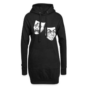 Conception de masques de tragédie de comédie de théâtre - Sweat-shirt à capuche long Femme - noir - Devant