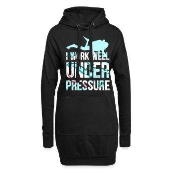 Je travaille bien sous pression - plongeurs - Sweat-shirt à capuche long Femme - noir - Devant