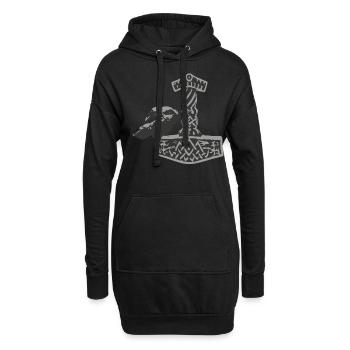 Thor Hammer Ravens Odin Midgard - Sweat-shirt à capuche long Femme - noir - Devant