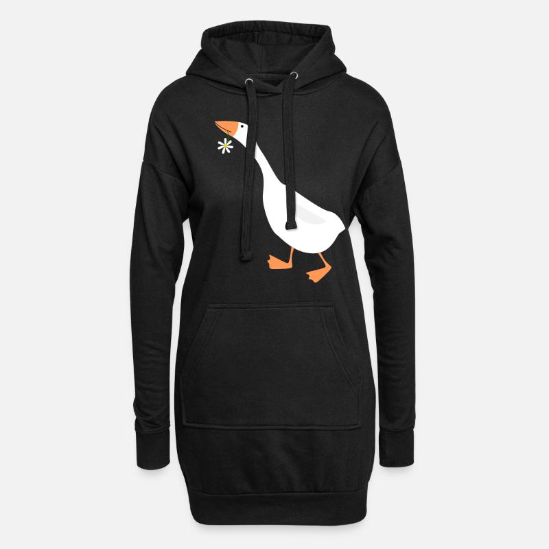 Gänseblümchen lustiges Gans mit Blüte - Hoodie-Kleid - Schwarz
