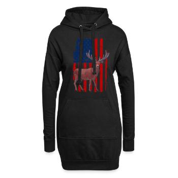 Drapeau américain Us Chevreuil Chasseur Camping - Sweat-shirt à capuche long Femme - noir - Devant