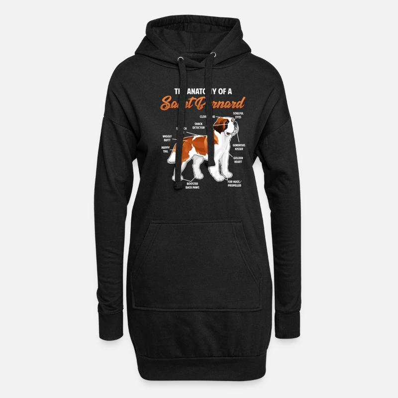 Anatomie eines Bernhardiners Hund Tierfreund - Hoodie-Kleid - Schwarz