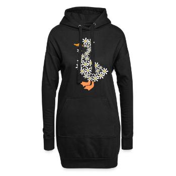 Daisy drôle d'oie de fleurs - Sweat-shirt à capuche long Femme - noir - Devant