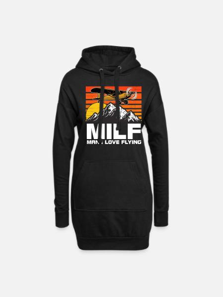 Pilot Flugzeug Fliegen - Hoodie-Kleid - Schwarz