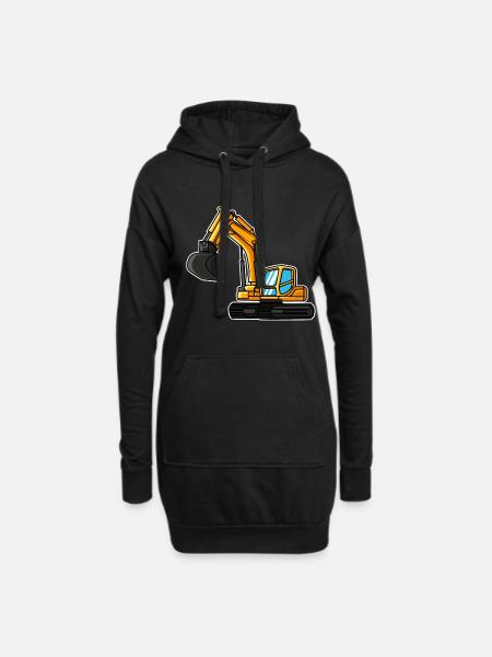 Bagger Geschenkidee Kind Baggerfahrer Baustelle - Hoodie-kjole - sort