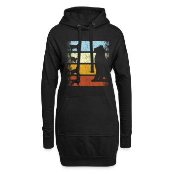 Chat vintage chats rétro chat chat propriétaires - Sweat-shirt à capuche long Femme - noir - Devant