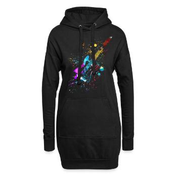 E- Gitarre Geschenk, Gitarrenspieler in Musikband - Hoodie-Kleid - Schwarz - Vorne