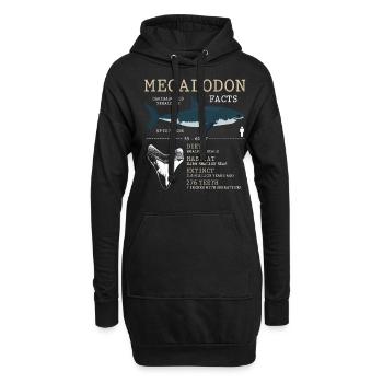 mégalodone, requin, requin, - Sweat-shirt à capuche long Femme - noir - Devant