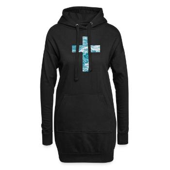 Living Water Christian Cross - Hoodie-Kleid - Schwarz - Vorne