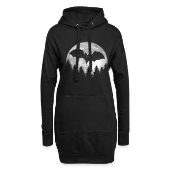 Chauve-souris drôle pleine lune Halloween - Sweat-shirt à capuche long Femme - noir - Devant