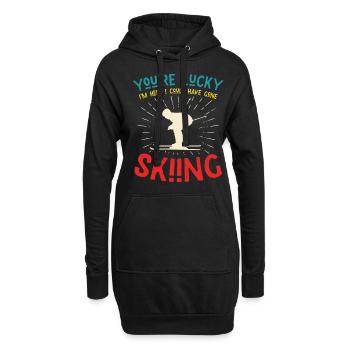 You're lucky skiing - Skifahrer Spruch - Hoodie-Kleid - Schwarz - Vorne