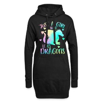 Nur ein Mädchen, das Drachen liebt - Hoodie-Kleid - Schwarz - Vorne