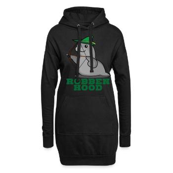 Robbe - lustiger Robben Hood Spruch Witz - Hoodie-Kleid - Schwarz - Vorne