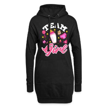 Team Girl Gender Reveal Baby Party - Hoodie-Kleid - Schwarz - Vorne