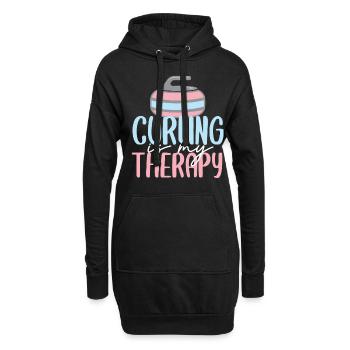 curling wintersport eis sport geschenk - Hoodie-Kleid - Schwarz - Vorne