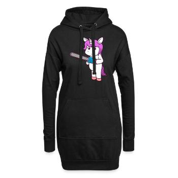 Kettensäge Einhorn Halloween - Hoodie-Kleid - Schwarz - Vorne