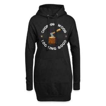 Holzarbeiter Holzhacken - Hoodie-Kleid - Schwarz - Vorne