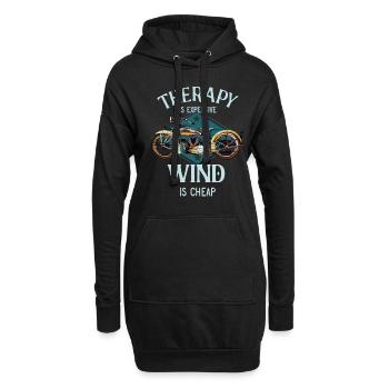 Motorrad Therapie Wind vintage Biker Geschenk - Hoodie-Kleid - Schwarz - Vorne