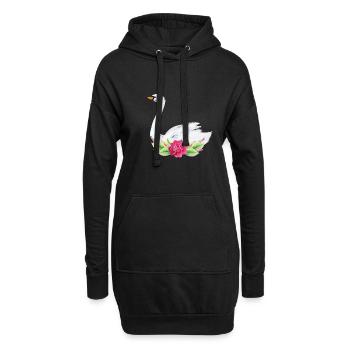 Cygne - Sweat-shirt à capuche long Femme - noir - Devant
