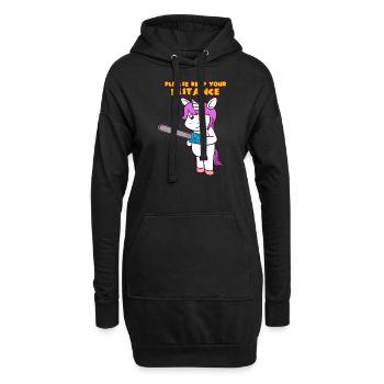 S'il vous plaît garder votre distance horreur Licorne mignonne - Sweat-shirt à capuche long Femme - noir - Devant