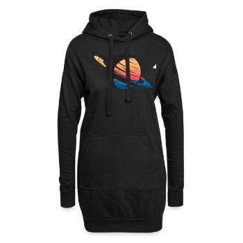 Planet Saturn outer space - Hoodie Dress - black - Front