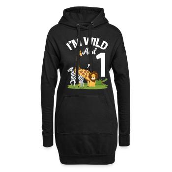 Chemise anniversaire 1er anniversaire jungle one - Sweat-shirt à capuche long Femme - noir - Devant