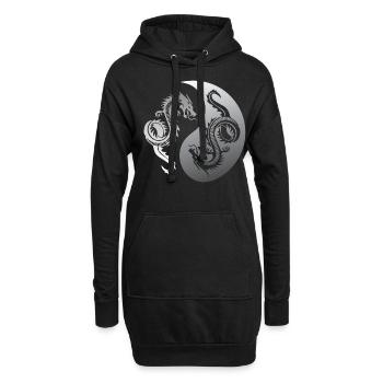 Ying Yang, Drachen, Yoga Lebenseinstellung - Hoodie-Kleid - Schwarz - Vorne